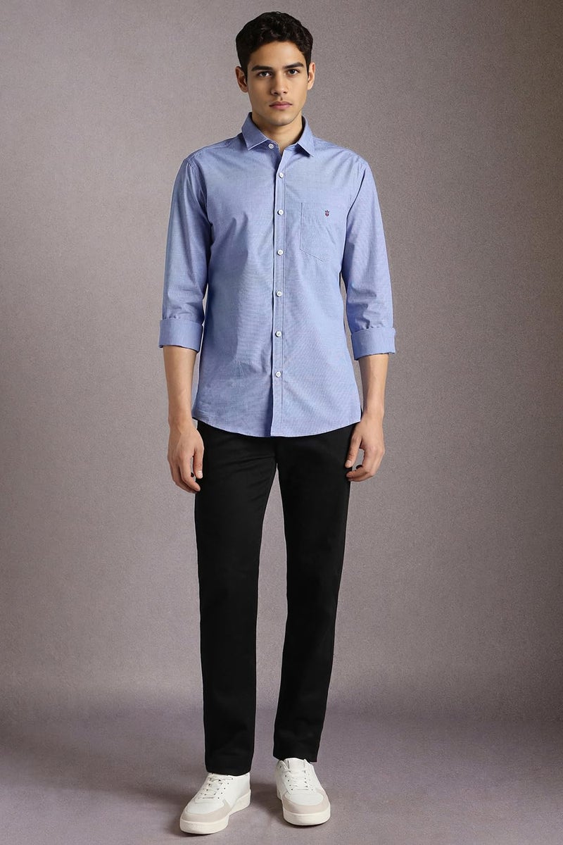 LOUIS PHILIPPE قميص قطن ضيق للرجال من لويس فيليب (LYSFCSLBV39256_أزرق متوسط 39) - Image 5