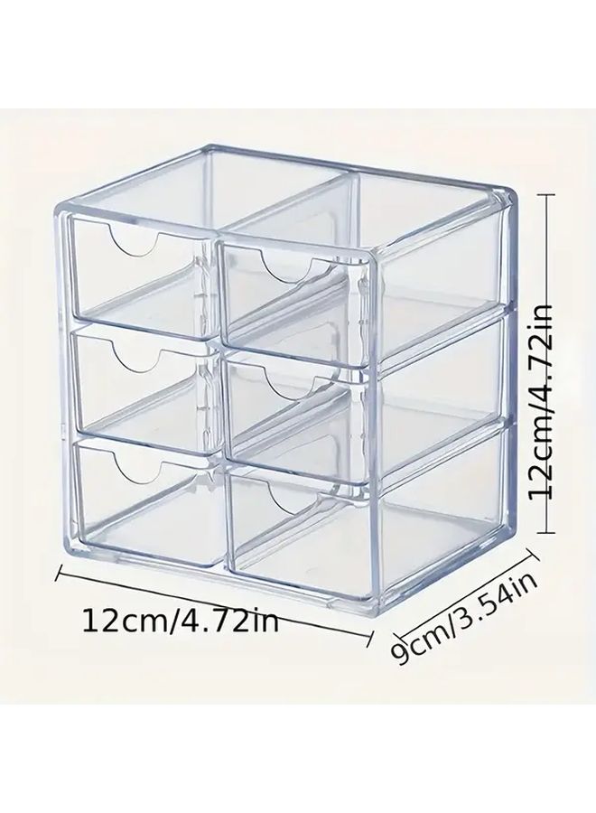 2 Pcs Transparent Acrylic 6 Layer Drawer Style Multifunctional Storage Box Desktop Organizer For Jewelry Cosmetics Stationery And Small Items - Image 3