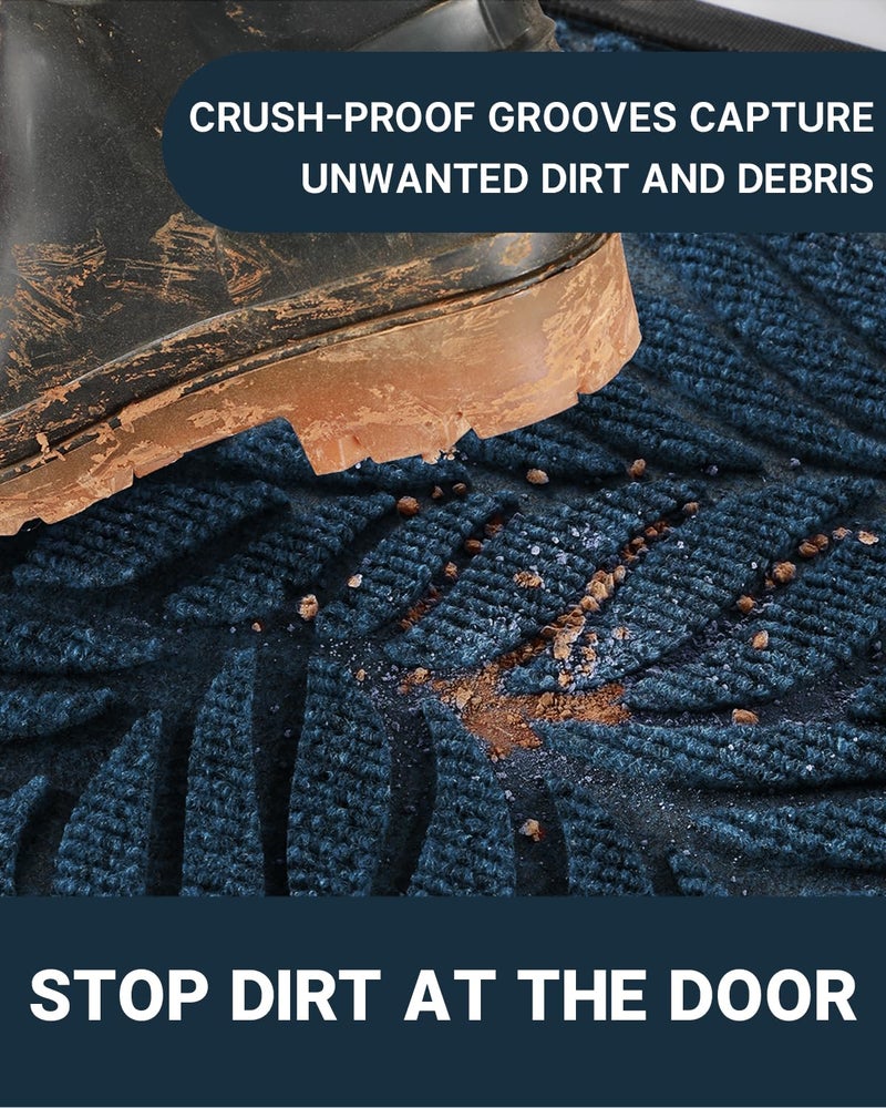 Yimobra Front Door Mat Outdoor Indoor, 29.5x17 All-Season Waterproof Door Mat Outside Entrance, All-Weather Non-Slip Outside Doormat for Garage Patio Entryway, Blue - Image 3