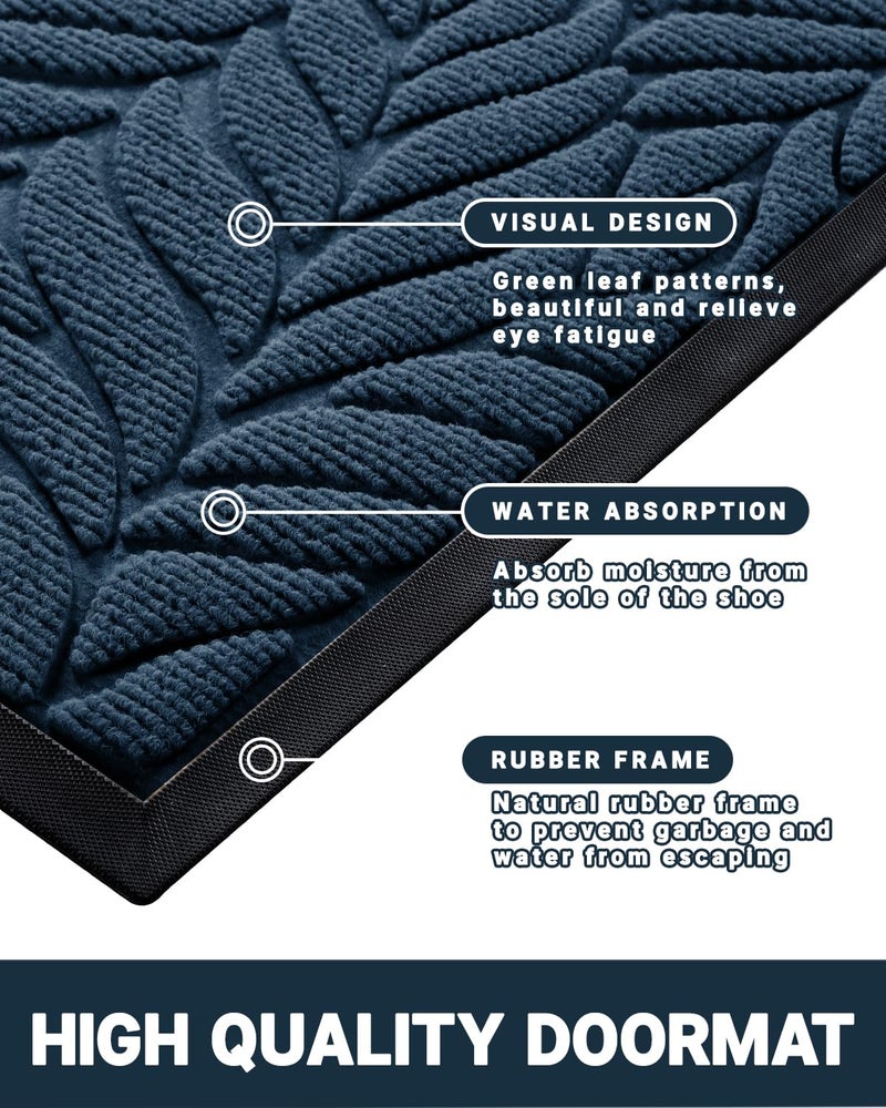 Yimobra Front Door Mat Outdoor Indoor, 29.5x17 All-Season Waterproof Door Mat Outside Entrance, All-Weather Non-Slip Outside Doormat for Garage Patio Entryway, Blue - Image 4
