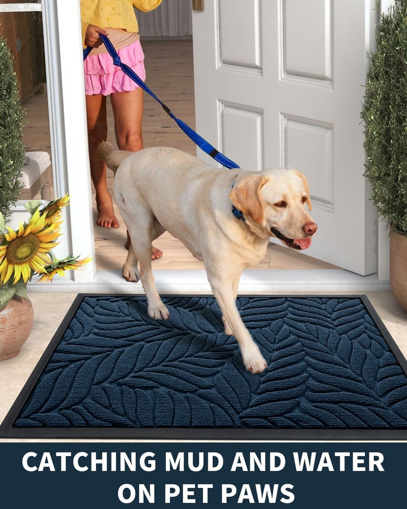 Yimobra Front Door Mat Outdoor Indoor, 29.5x17 All-Season Waterproof Door Mat Outside Entrance, All-Weather Non-Slip Outside Doormat for Garage Patio Entryway, Blue - Image 5