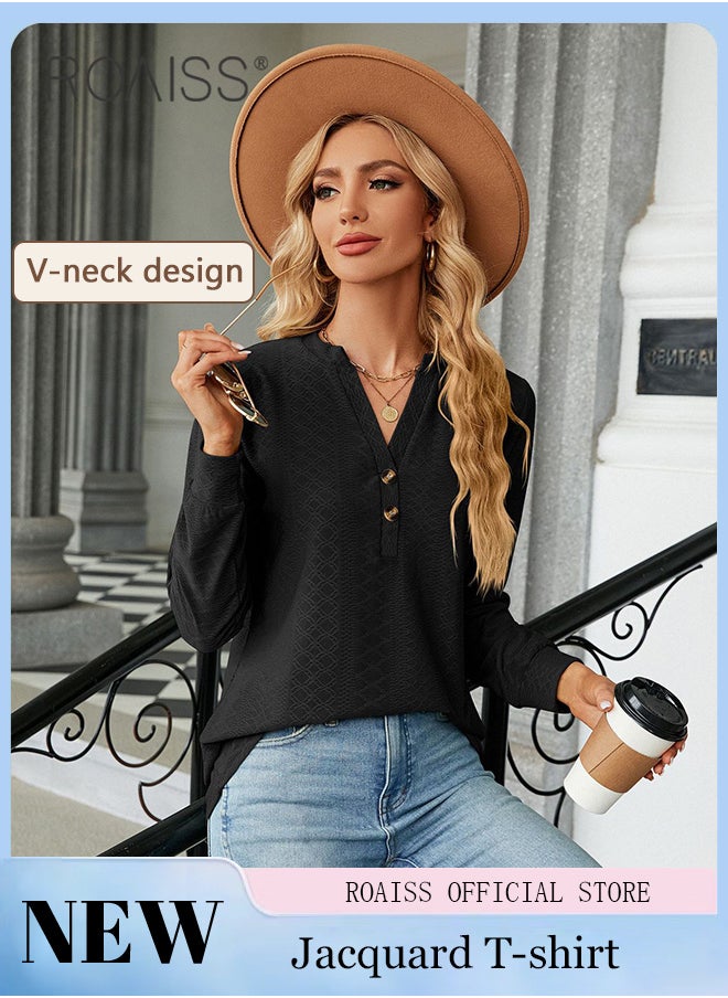 Ladies Casual Regular Fit Long Sleeve Top Women Solid Color Shirt with Button V neck Design Casual and Versatile - pzsku/ZEC032AFF999D0F414987Z/45/_/1715579646/fb039ddd-d0e4-4e9e-93de-e1c53527ce8d