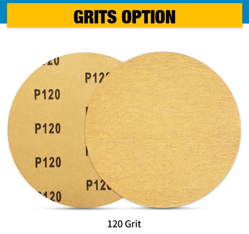 S SATC أقراص صنفرة PSA 100 قطعة 6 بوصة مع لاصق خلفي ورق صنفرة 120 حبيبة ملحق صنفرة للحفر ذاتية الالتصاق أكسيد الألمنيوم الدائري ورق صنفرة سيارات مع ظهر لاصق - Image 5