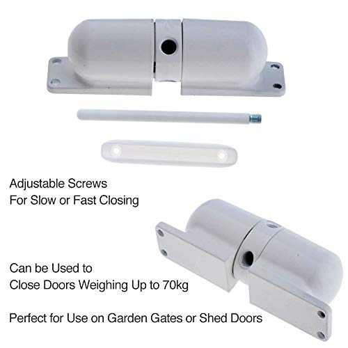 HoneSecur Safety Spring Door Closers, Adjustable Closing Door Hinge, Automatic Stopper Fire Rated, to Convert Hinged Doors to Self Closing Doors - White - Image 2