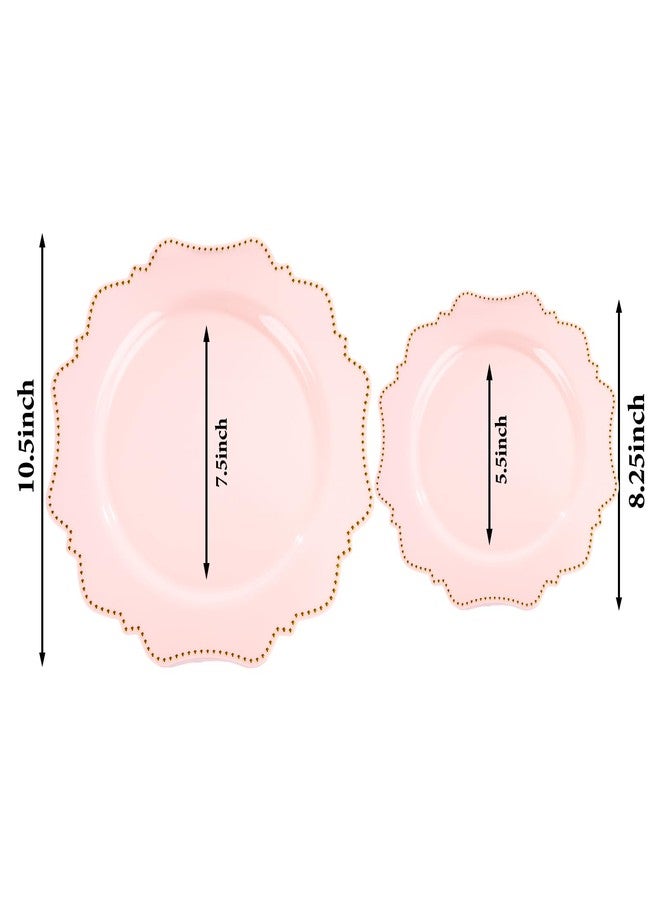 COLOSUS 60pcs Disposable Plastic Plates Set, Gold Pink Party Plates, 30pcs Dinner Plates and 30pcs Salad/Dessert Plates for Wedding, Party, Anniversary, Daily Use - Image 4