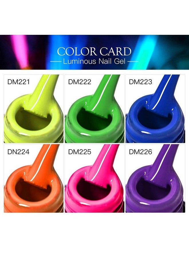 MTSSII - Glow In The Dark Gel Nail Polish 6 Colors Neon Luminous Gel Polish Set Fluorescent Bright Colors Hot Pink Neon Yellow Green Blue Orange Purple Soak Off Uv Nail Polish Kit For Halloween - Image 1
