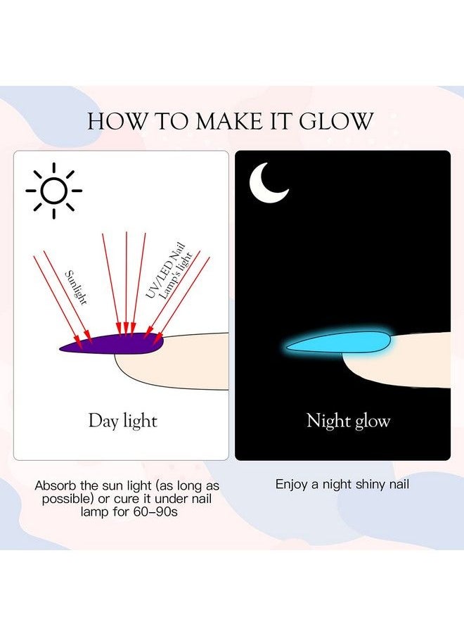 MTSSII - Glow In The Dark Gel Nail Polish 6 Colors Neon Luminous Gel Polish Set Fluorescent Bright Colors Hot Pink Neon Yellow Green Blue Orange Purple Soak Off Uv Nail Polish Kit For Halloween - Image 1