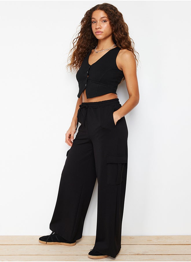 trendyol Black Cargo Pocket Detail Regular/Straight Cut Trousers TWOSS24PL00073  - Image 1