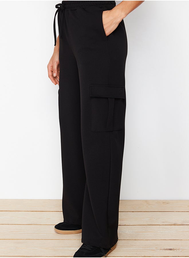 trendyol Black Cargo Pocket Detail Regular/Straight Cut Trousers TWOSS24PL00073  - Image 4