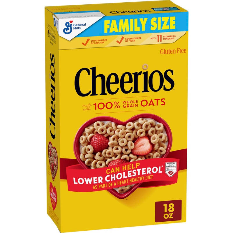 Cheerios, Heart Healthy Gluten Free Breakfast Cereal, Family Size, 18 oz - Image 1