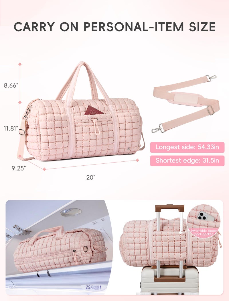 CLUCI حقيبة دفل مزخرفة من كلوتشي للنساء، حقيبة كبيرة من البافر مع حجرة للأحذية، حقيبة سفر لليلة واحدة، حقيبة رياضية للطائرة - Image 4