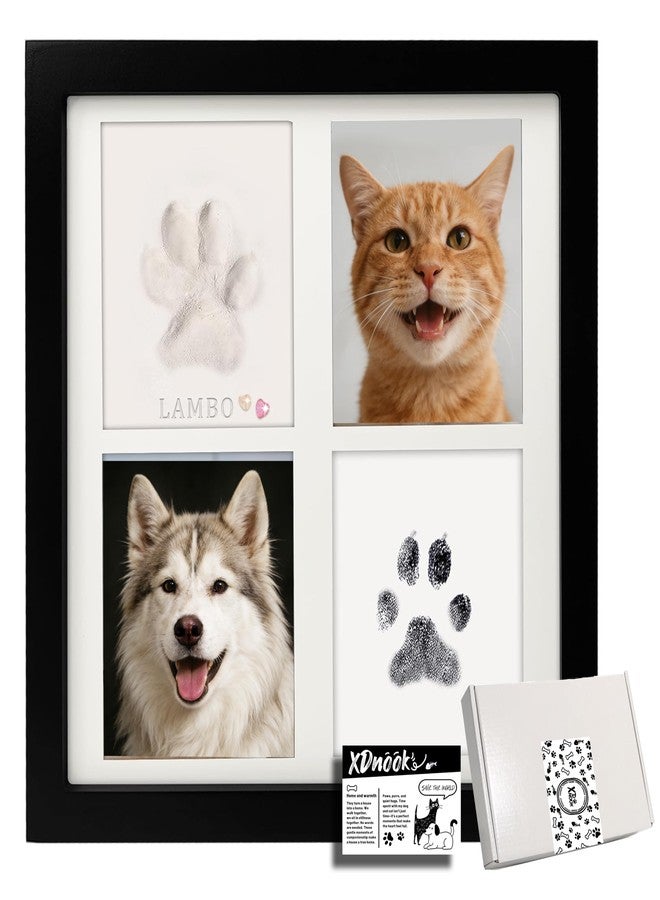 XDNOOK Ink & Clay Paw Print Kit for Dog Cat,Clean-Touch Ink Pad & Soft Clay,Pet Paw Print Impression Kit Large Area,Keepsake Frame for 1-2 Pets,Cat/Dog Gifts (Black) - Image 1