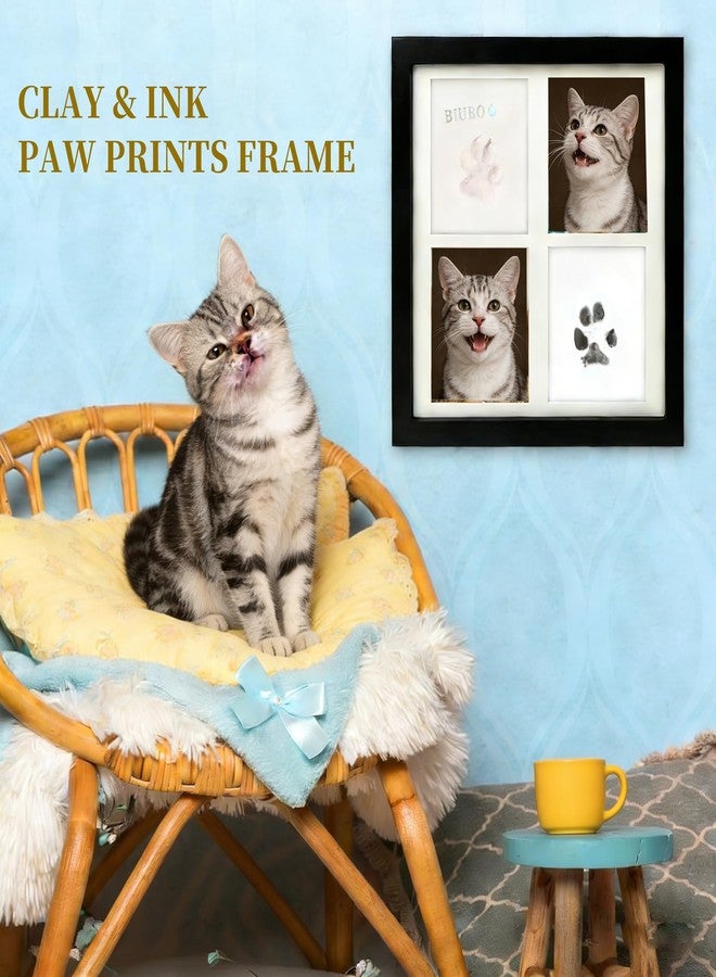 XDNOOK Ink & Clay Paw Print Kit for Dog Cat,Clean-Touch Ink Pad & Soft Clay,Pet Paw Print Impression Kit Large Area,Keepsake Frame for 1-2 Pets,Cat/Dog Gifts (Black) - Image 2