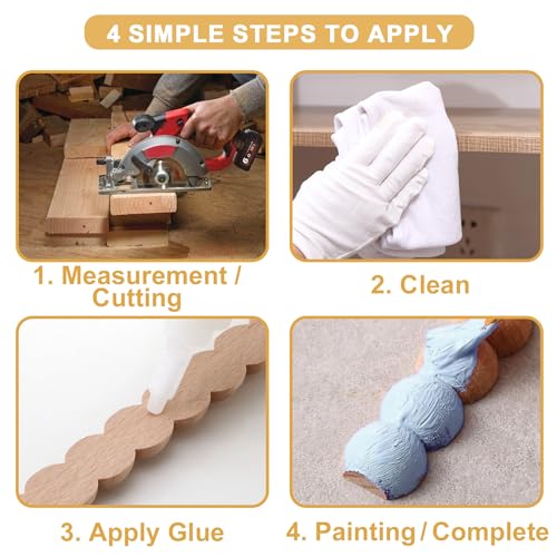 Soengsau 15-Pack 15.75" Unfinished Wood Astragal Trim - Easy to Paint, Cute Decorative Molding DIY Craft for Furniture Frame, Mirror Edge, Wall, Door, Closet, Dresser, Shelf - Image 4