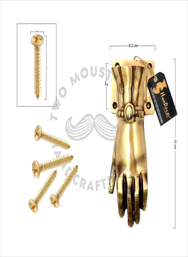 Two Moustaches Brass Hand Design Door Knocker (Standard Size; Antique Brown) - Image 5