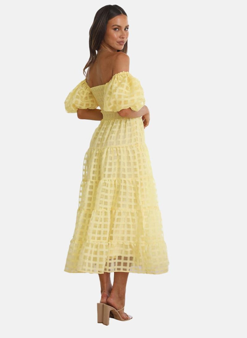 يونيكي فستان كاروهات أصفر - Image 3