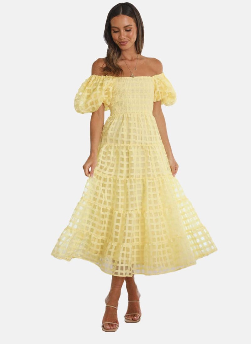 يونيكي فستان كاروهات أصفر - Image 2