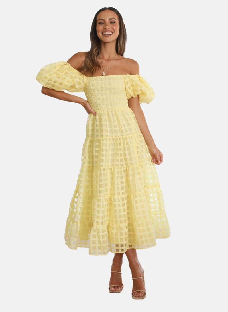 يونيكي فستان كاروهات أصفر - Image 4