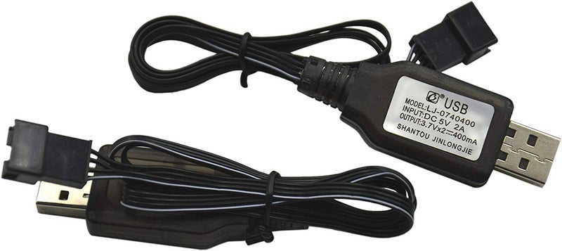 Blomiky 2 Pack 7.4V / 2 x 3.7V 400mA Lithium Battery Charger Cable with SM-4P 4 pin Plug for Old Version UDI001 UDI008 UDI009 and HJ808 HJ812 RC Boat Battery / UDI001 USB 2 - Image 4