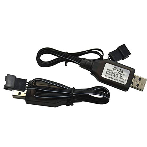 Blomiky 2 Pack 7.4V / 2 x 3.7V 400mA Lithium Battery Charger Cable with SM-4P 4 pin Plug for Old Version UDI001 UDI008 UDI009 and HJ808 HJ812 RC Boat Battery / UDI001 USB 2 - Image 1