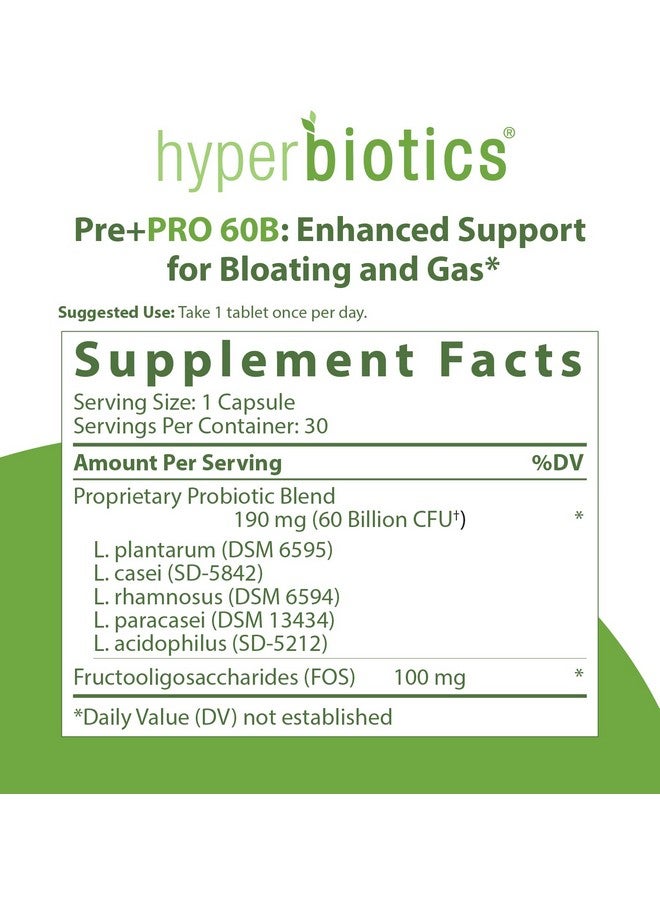 Hyperbiotics New Vegan Prebiotics Plus Probiotics For Women And Men ; Advanced Strength Capsules ; Premium Nutritional Supplement ; Digestive And Immune System Health ; 60 Billion Cfu ; 30 Count - Image 3