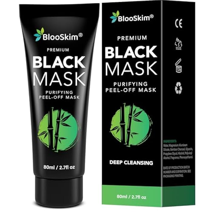 BlooSkim Blackhead Remover Mask, Charcoal Peel Off Face Mask, Blackhead Remover, Pore Cleaner for Men & Women, 2.7 fl oz - Image 1