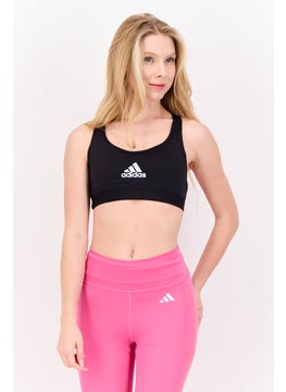 Adidas Women Padded Brand Logo Training Sport Bra, Black  - Image 1