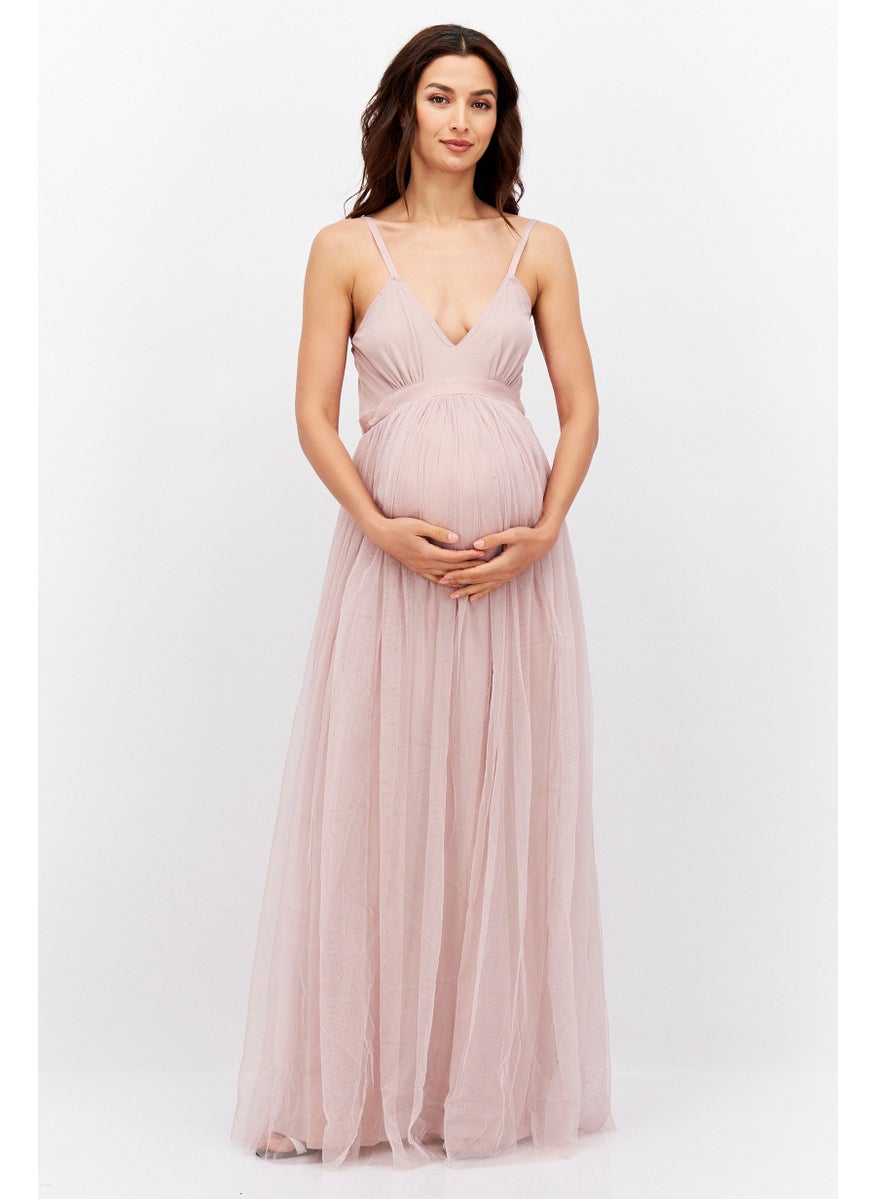 Anaya With Love Maternity Bridesmaid Pleated Maxi Dress, Pink  - Image 1