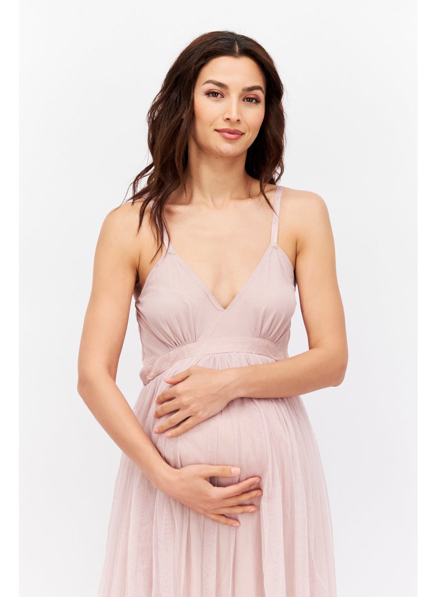 Anaya With Love Maternity Bridesmaid Pleated Maxi Dress, Pink  - Image 3