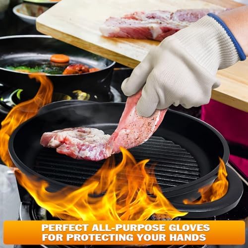 Ketar 2 Pairs Heat Resistant Gloves For Grilling - 9.5 Inch Durable Aramid Bbq Heat Gloves For Cooking - Full Hand Protection  Easy To Use  Multipurpose For Baking  Roasting  Frying  And More - Image 5