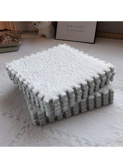 VUCATIN 12PCS Plush Foam Floor Mat for Baby Kids Thickened Interlocking Play Mat Carpet Tiles with Padding for Toddler Baby Square Soft Fluffy Tiles for Home Playroom Decoration 12" x 12" (White)  - Image 1