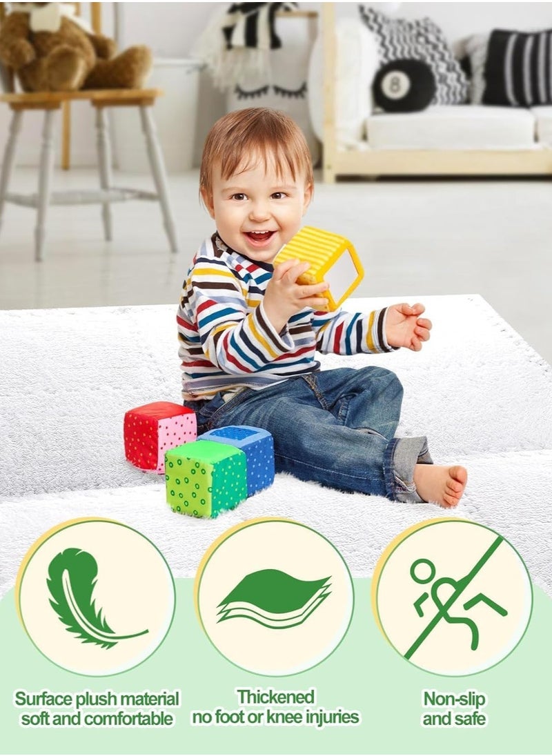 VUCATIN - 12PCS Plush Foam Floor Mat for Baby Kids Thickened Interlocking Play Mat Carpet Tiles with Padding for Toddler Baby Square Soft Fluffy Tiles for Home Playroom Decoration 12" x 12" (White) - Image 1