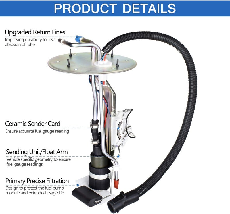 FAERSI Electric Fuel Pump Assembly for 1999-2003 Ford F-150/F-250 & 2004 F-150 Heritage V8 4.6L 5.4L 4.2L - Image 2