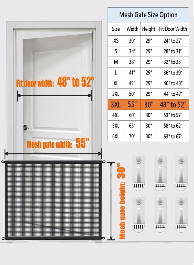 Cupount Dog Gate Indoor Pet Gates for Stairs: Dogs Screen Mesh Gate for The House Magic Gate for Kitchen Doorways Hallway Stairways Porch Yard 30 inch Tall, 55 inch Wide Fits 48''–52'' Openings - Image 3