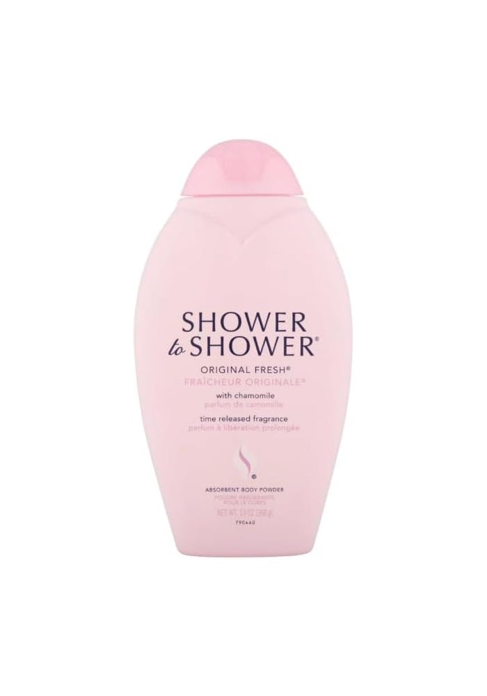 Shower to Shower Absorbent Body Powder, Original Fresh with Chamomile - 13 Ounce Bottles (Pack of 2) - Image 2