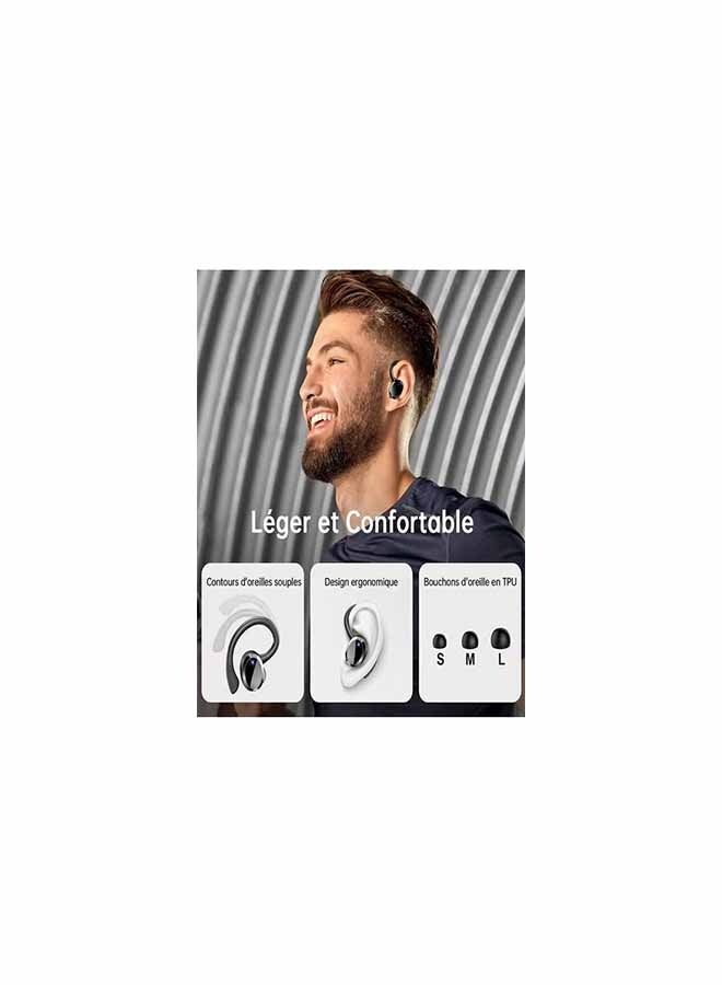 AIGO's new touch mode controls wireless headphones, 48-hour playback time and HIFI stereo sound with microphone, volume LED display, waterproof outer ear headphones - black - Image 2