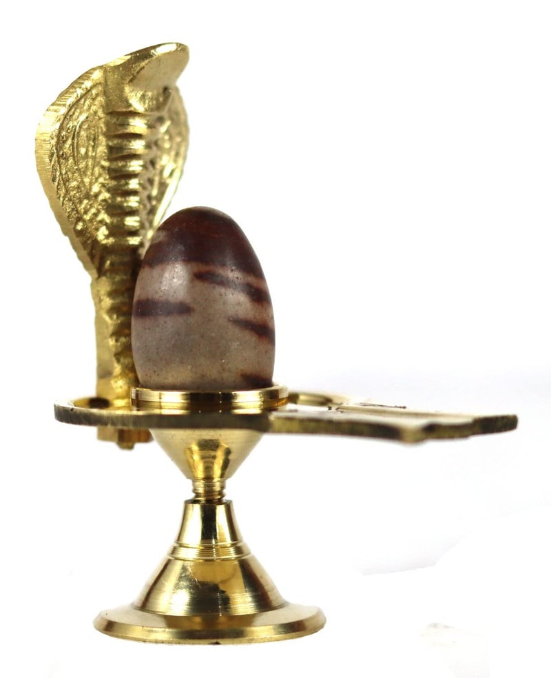 ASHIRWAD Narmadeshwar Shivling with Brass Jalheri (Yoni) Narmada River Banalinga Shiva Lingam Stone for Puja | AE000052-01 (3.0 inches) - Image 4