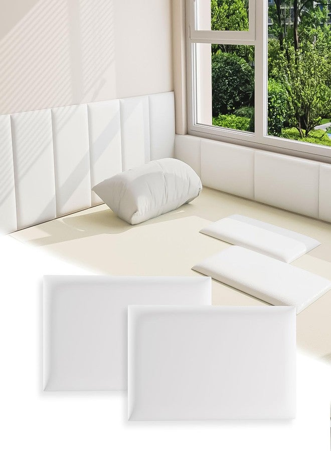 Umedol Modern White 7.8 IN x 15.7 IN Headboard Panel for Wall, 4 Pack - Artificial Leather, Self-Adhesive, Easy to Clean, Wall Mount - Image 1