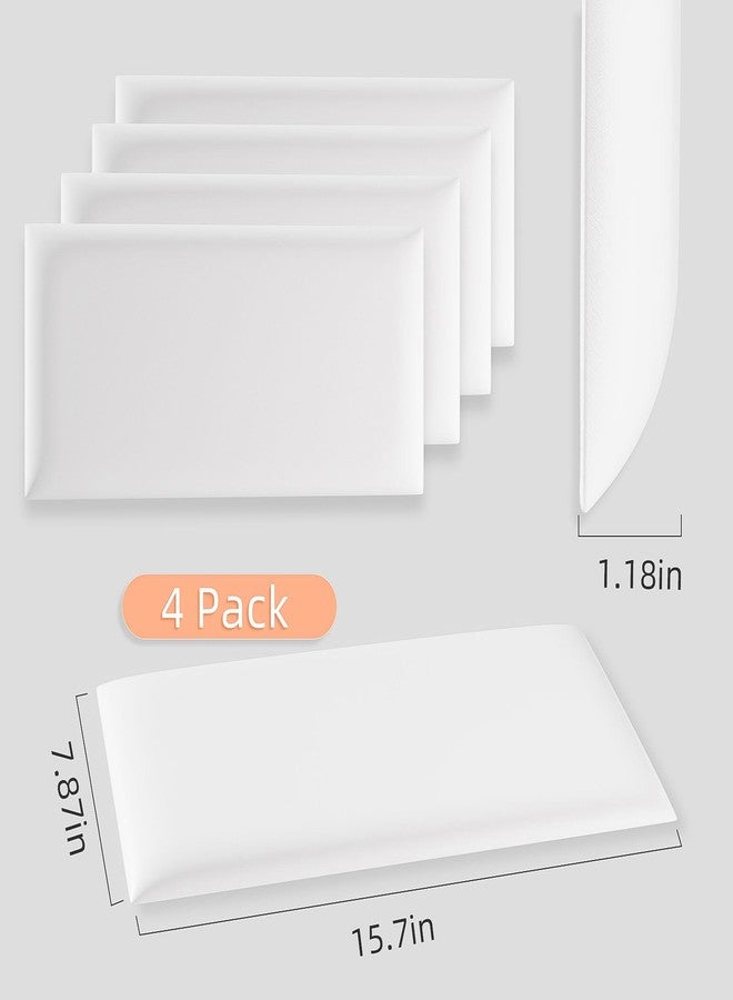 Umedol Modern White 7.8 IN x 15.7 IN Headboard Panel for Wall, 4 Pack - Artificial Leather, Self-Adhesive, Easy to Clean, Wall Mount - Image 2