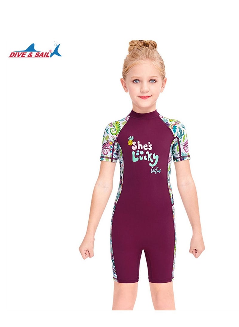 DIVE & SAIL Keep Warm Children Diving Suit Three-layer High Elastic Wetsuit For Girls Red - Image 1