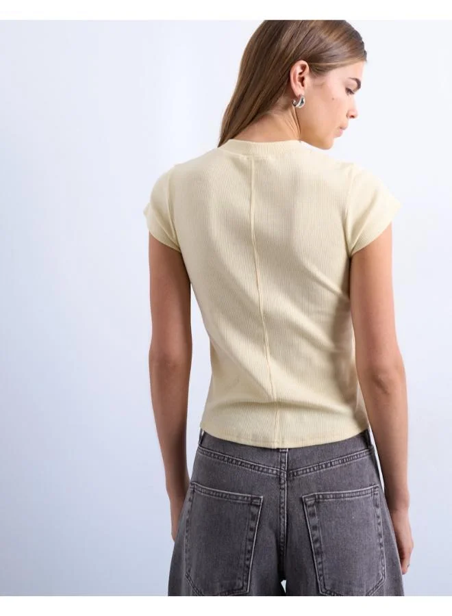 TOPSHOP Casual Short Sleeve Fitted Ribbed T-Shirt