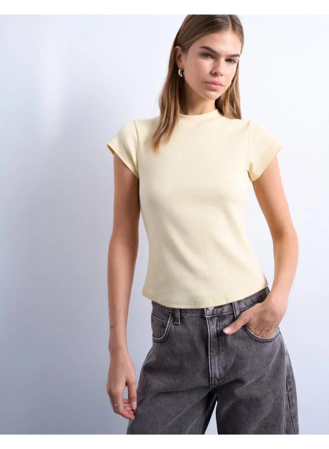 TOPSHOP Casual Short Sleeve Fitted Ribbed T-Shirt