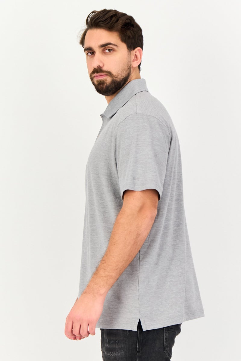 Chaps Men Regular Fit Heather Short Sleeve Polo Shirt, Light Grey - Image 2