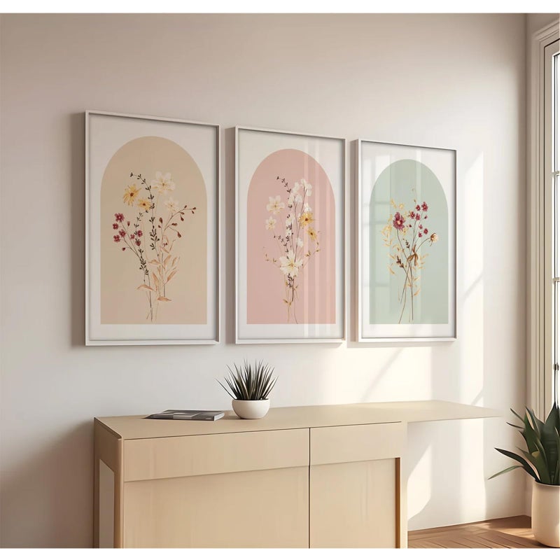 Tanmart Watercolor Flower Wall Art Set of 3 Wildflower Floral Wall Decor Pictures Botanical Canvas Wall Art Vintage Prints Boho Flower Painting Minimalist Floral Poster for Room Bedroom 16x24 Inch Unframed - Image 1