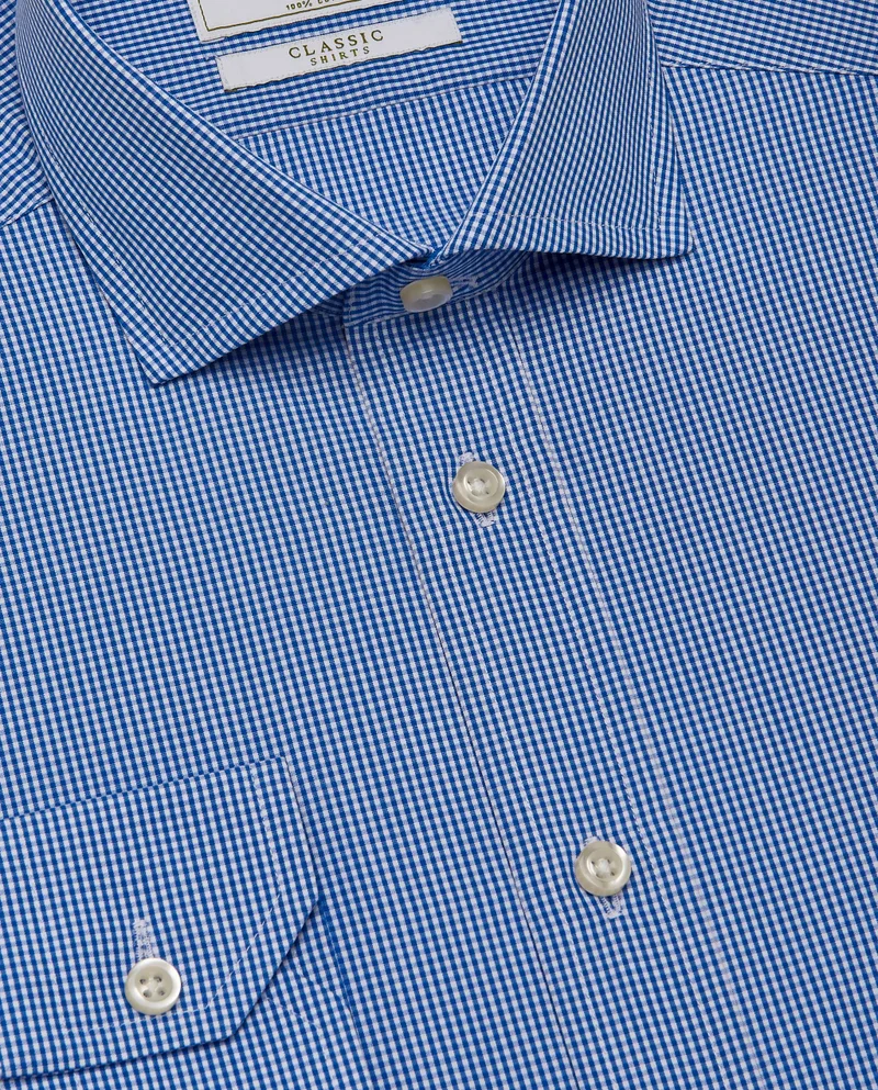 كاميتشسما قميص كلاسيكي ضيق بنقشة مربعات أزرق