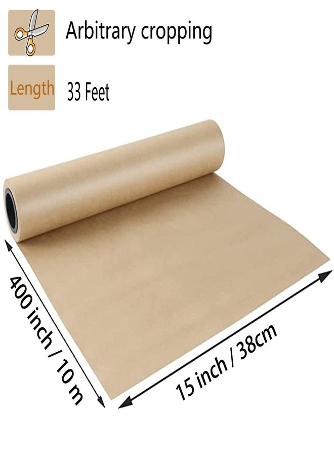 Shinok Brown Kraft Paper Roll - 15" x 33'(400") Brown Wrapping Paper for Packing Moving Small Craft Paper Roll for Gift Wrapping Art Christmas - Image 2