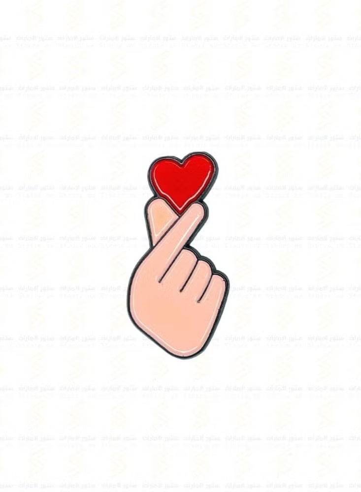Generic 5-Pieces Finger Heart- Cute Hand Gesture with Red Heart Enamel Sticker, for Bags, Jackets, and Clothing Mobile, I pad, Backpacks, and Collectors Walls, Doors, Cars & Laptops  - Image 1
