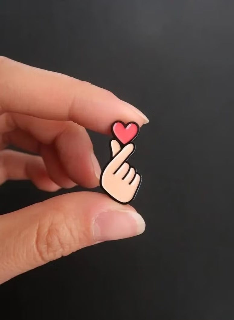 Generic 5-Pieces Finger Heart- Cute Hand Gesture with Red Heart Enamel Sticker, for Bags, Jackets, and Clothing Mobile, I pad, Backpacks, and Collectors Walls, Doors, Cars & Laptops  - Image 4