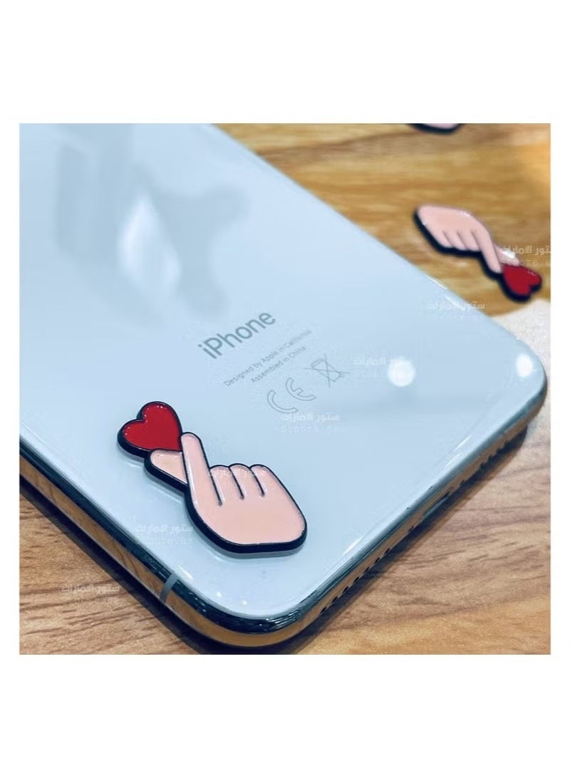Generic 5-Pieces Finger Heart- Cute Hand Gesture with Red Heart Enamel Sticker, for Bags, Jackets, and Clothing Mobile, I pad, Backpacks, and Collectors Walls, Doors, Cars & Laptops  - Image 5