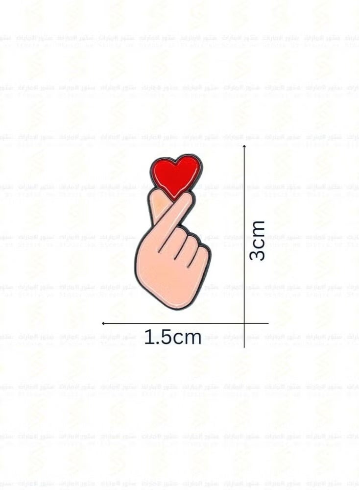 Generic 5-Pieces Finger Heart- Cute Hand Gesture with Red Heart Enamel Sticker, for Bags, Jackets, and Clothing Mobile, I pad, Backpacks, and Collectors Walls, Doors, Cars & Laptops  - Image 2